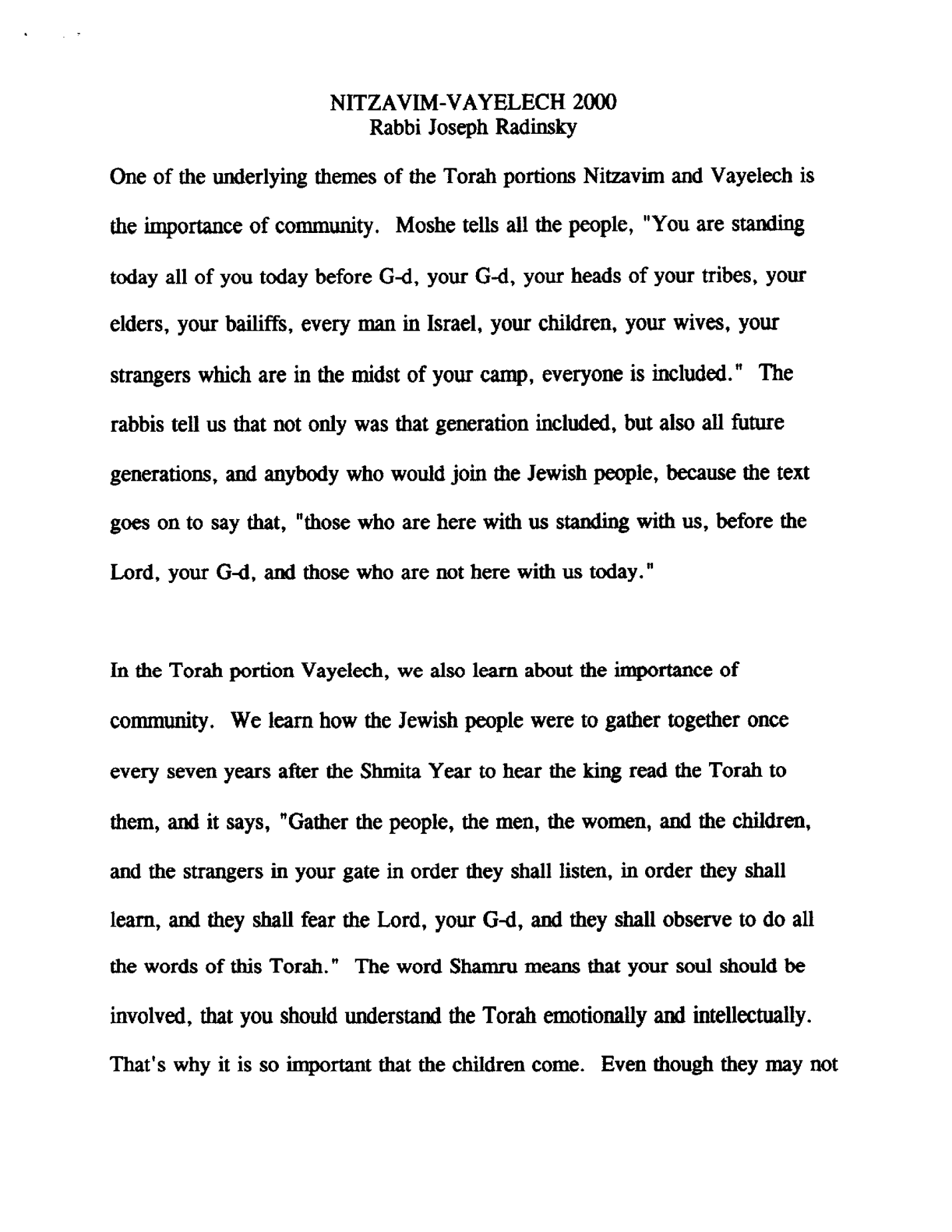 nitzavim 2000
