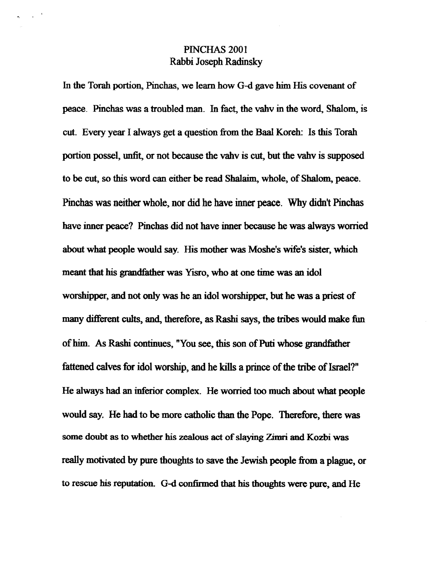 pinchas 2001